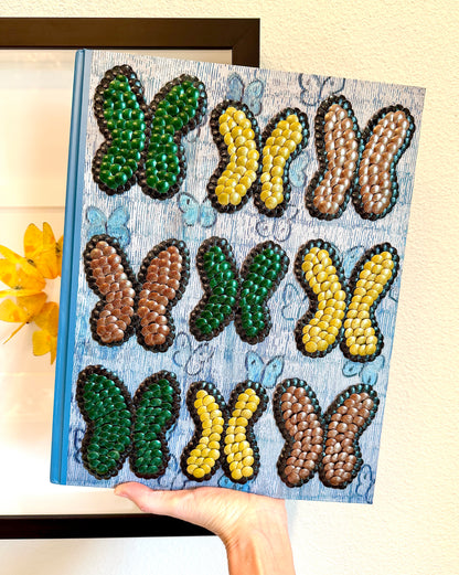 Green, Yellow, Copper Fluttering Butterflies Studded Book