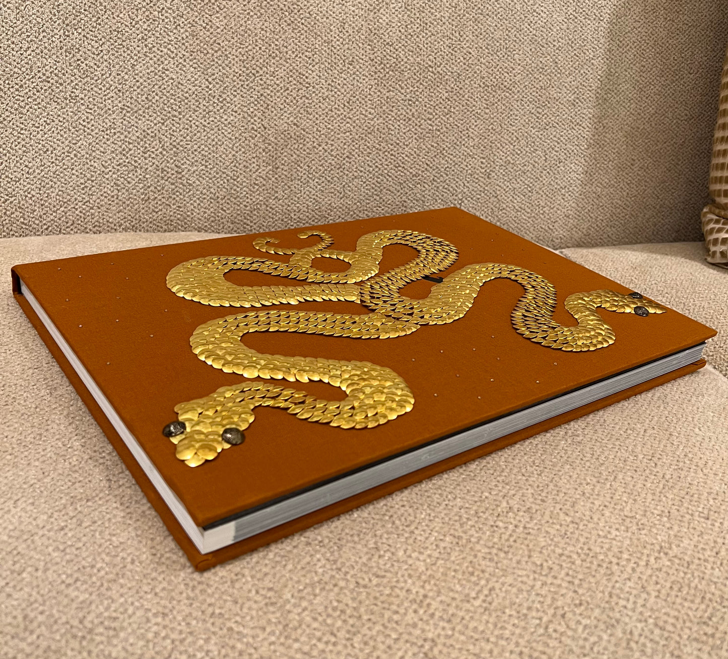 Double Gold Snakes Studded Coffee Table Book