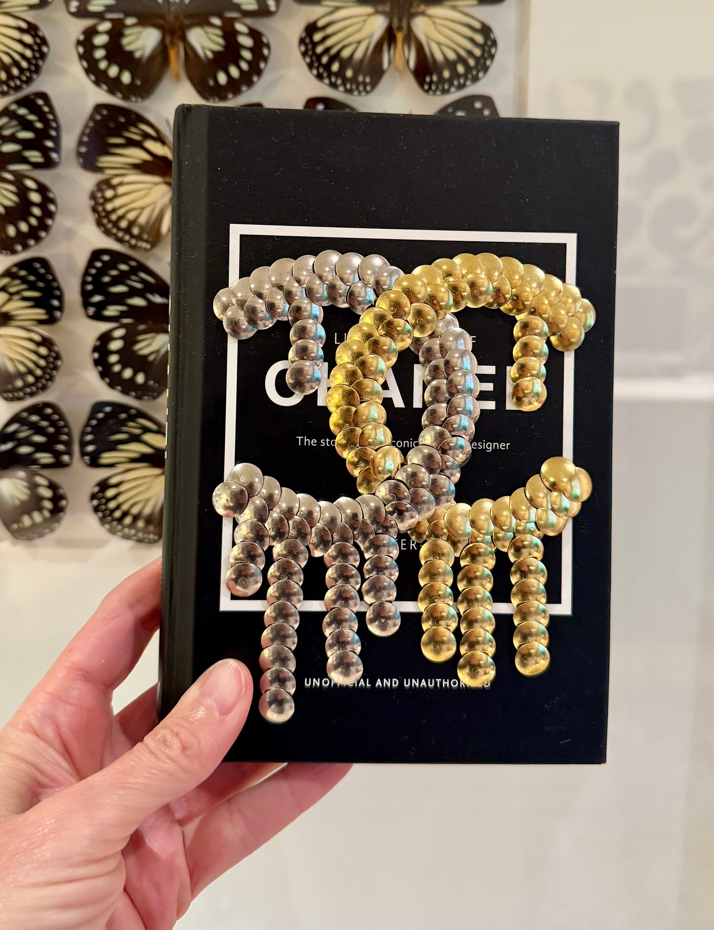 Silver/Gold Drip CHNEL Little Studded Book