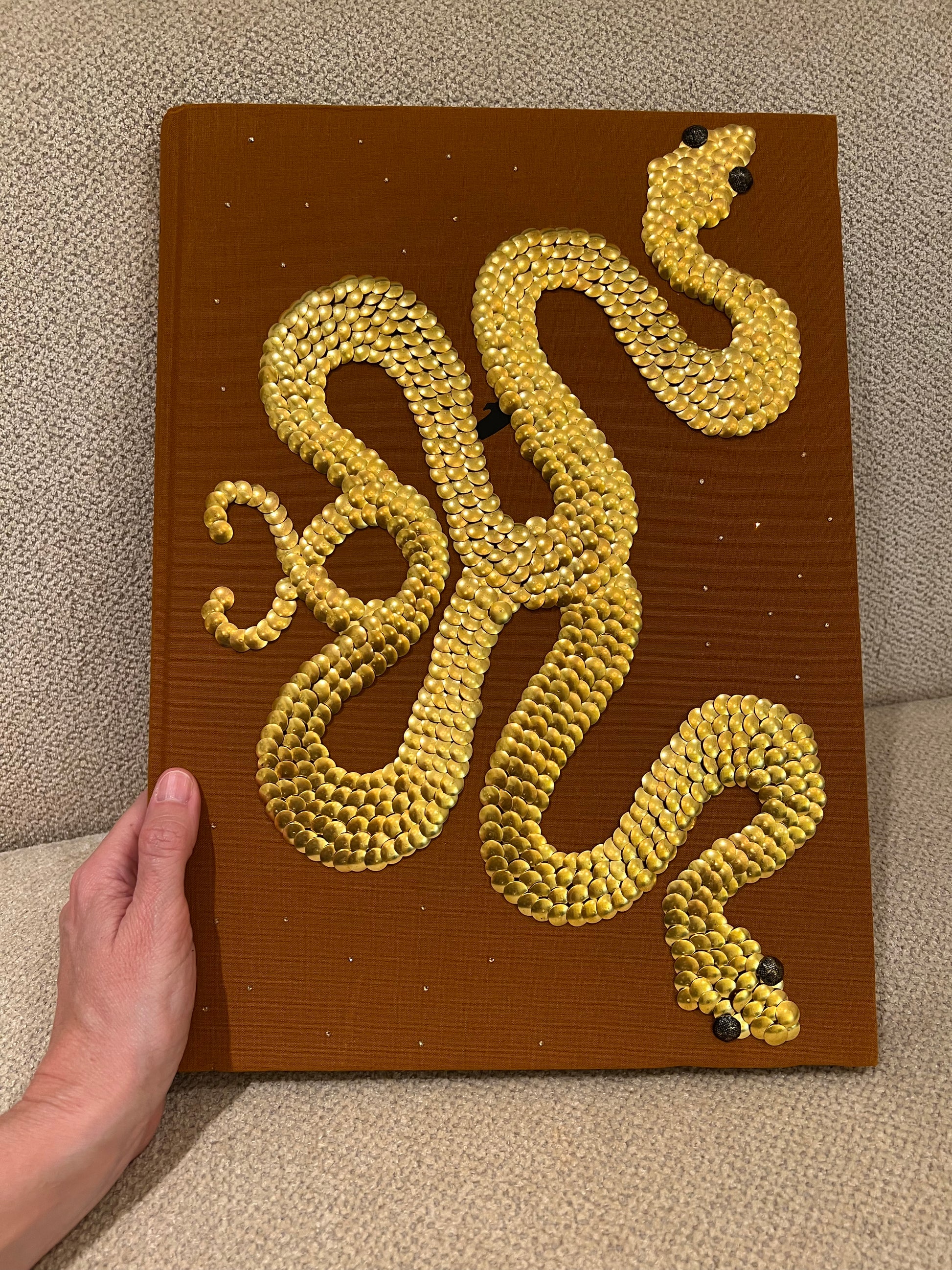 Double Gold Snakes Studded Coffee Table Book