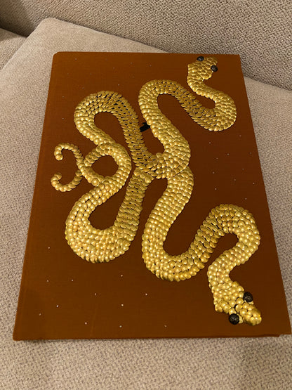 Double Gold Snakes Studded Coffee Table Book