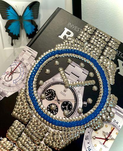 Blue Bezel Watch Studded Coffee Table Book - Monica Santos Art