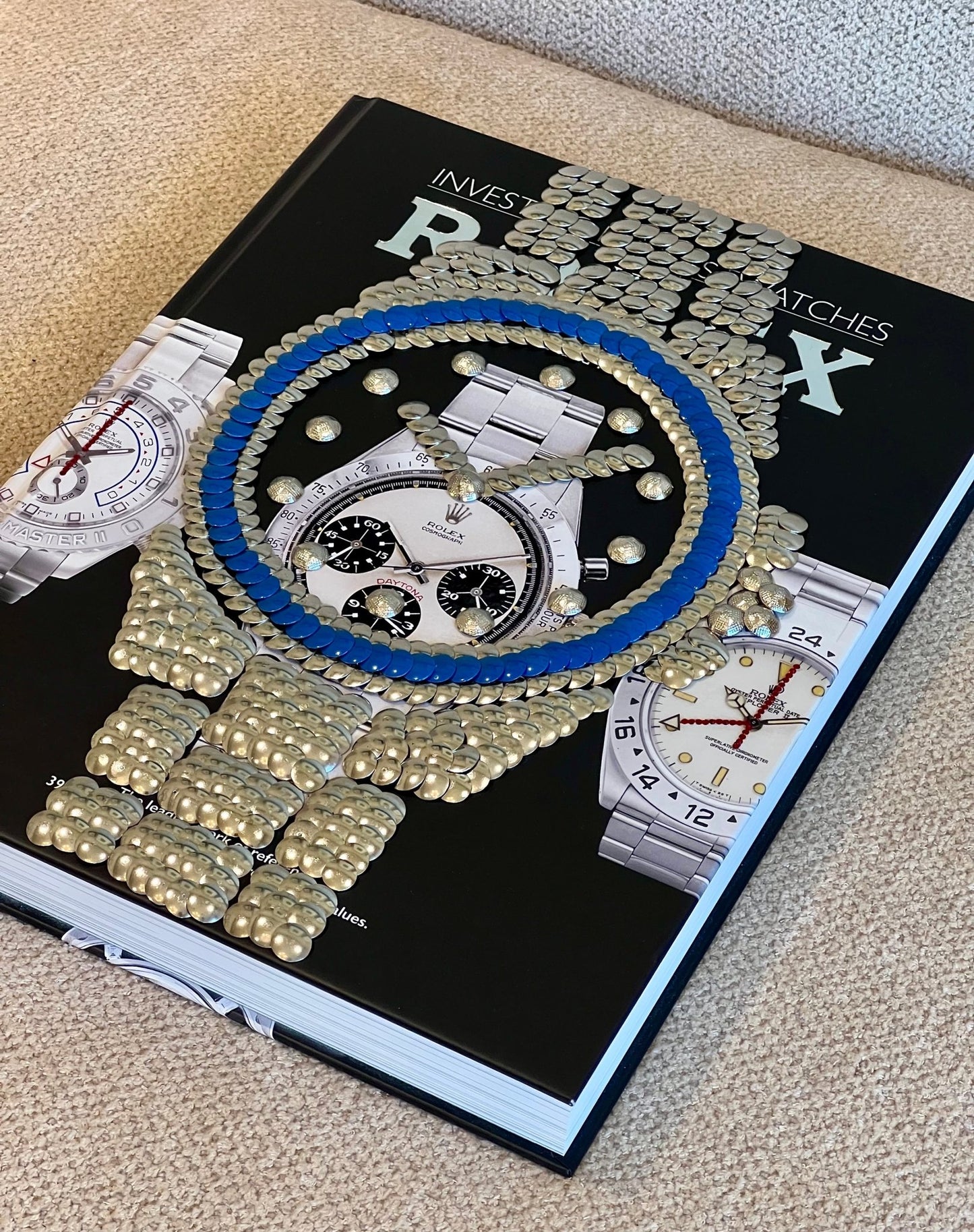 Blue Bezel Watch Studded Coffee Table Book - Monica Santos Art