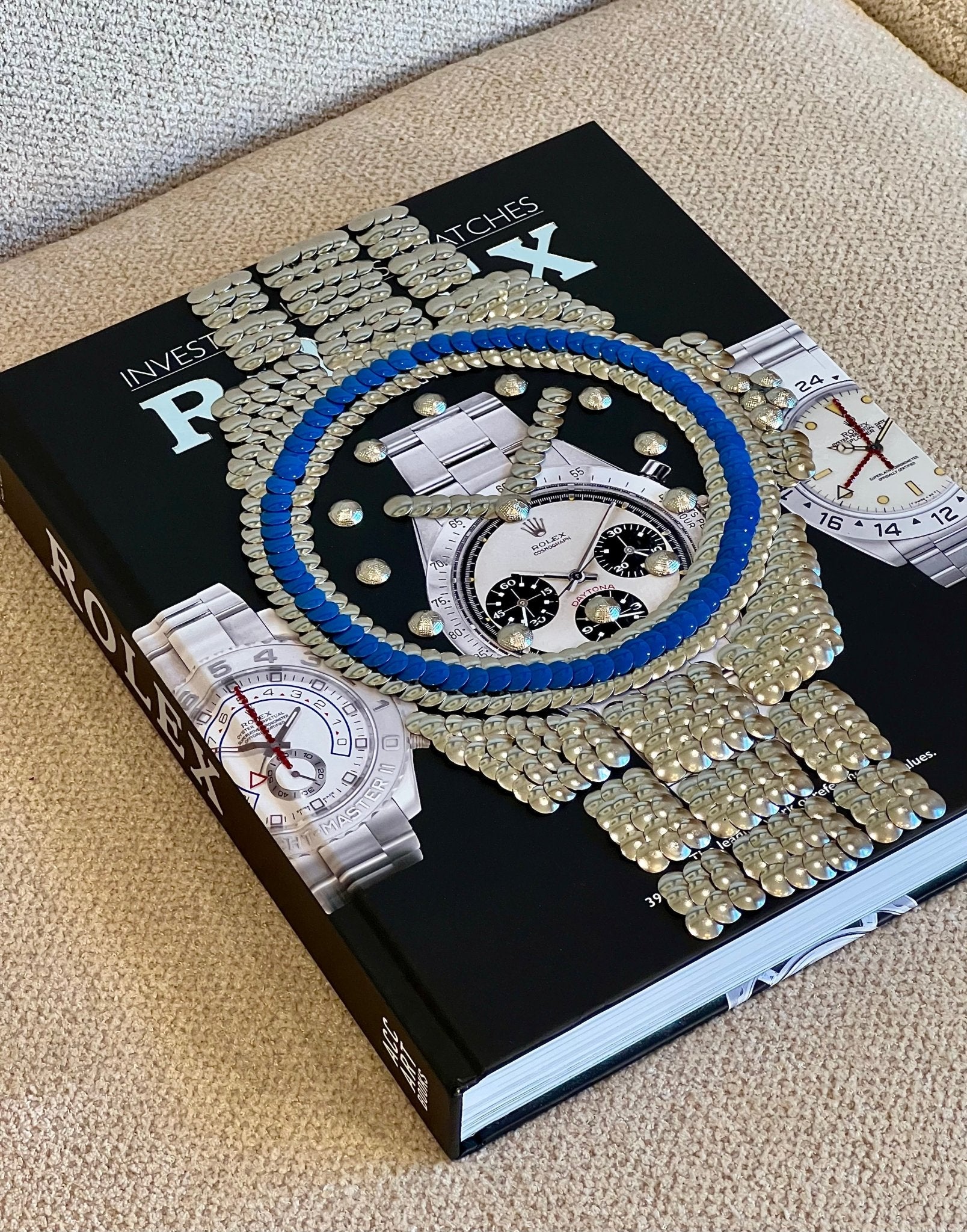 Blue Bezel Watch Studded Coffee Table Book - Monica Santos Art