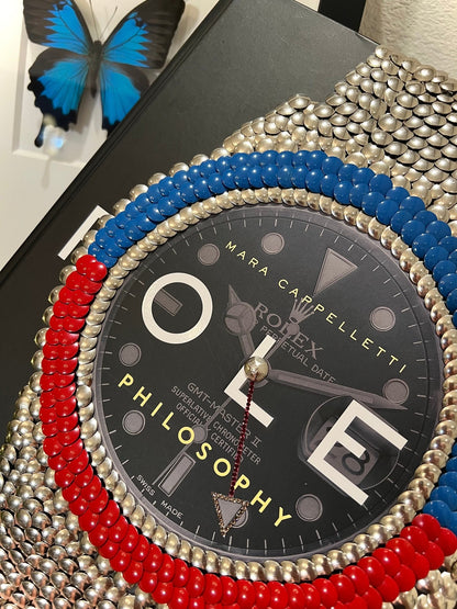 Blue & Red Bezel Watch Studded Coffee Table Book - Monica Santos Art