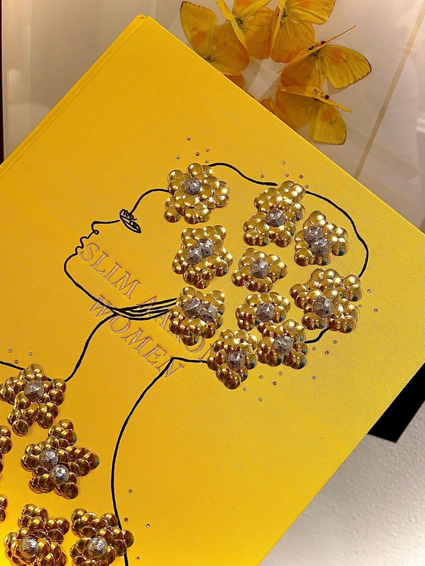 Girl with Gold Flowers Studded Coffee Table Book - Monica Santos Art