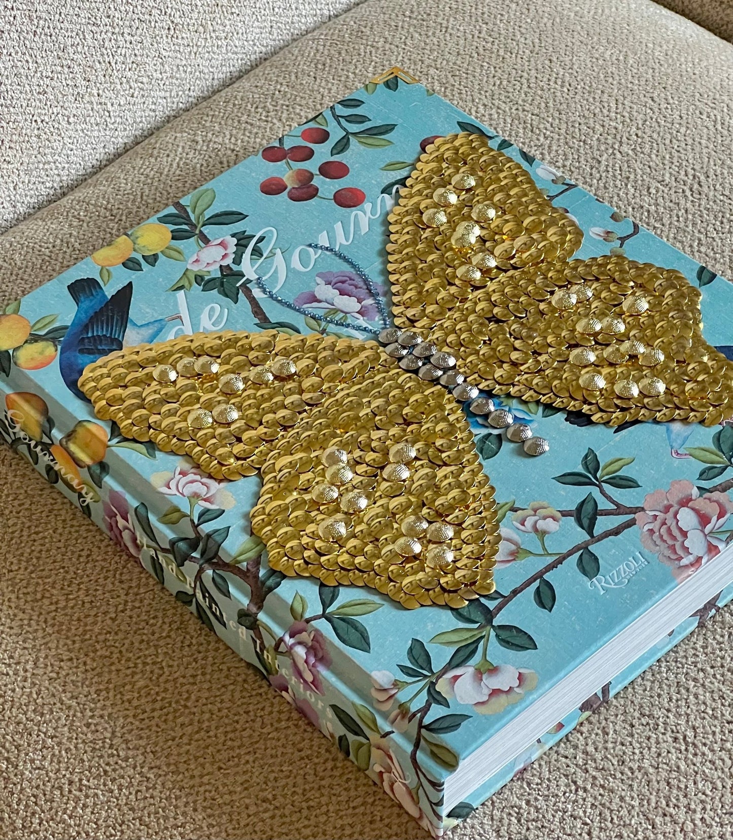 Gold Garden Butterfly Studded Coffee Table Book - Monica Santos Art