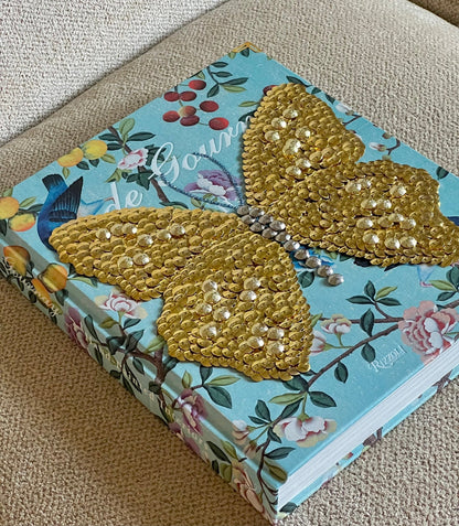 Gold Garden Butterfly Studded Coffee Table Book - Monica Santos Art