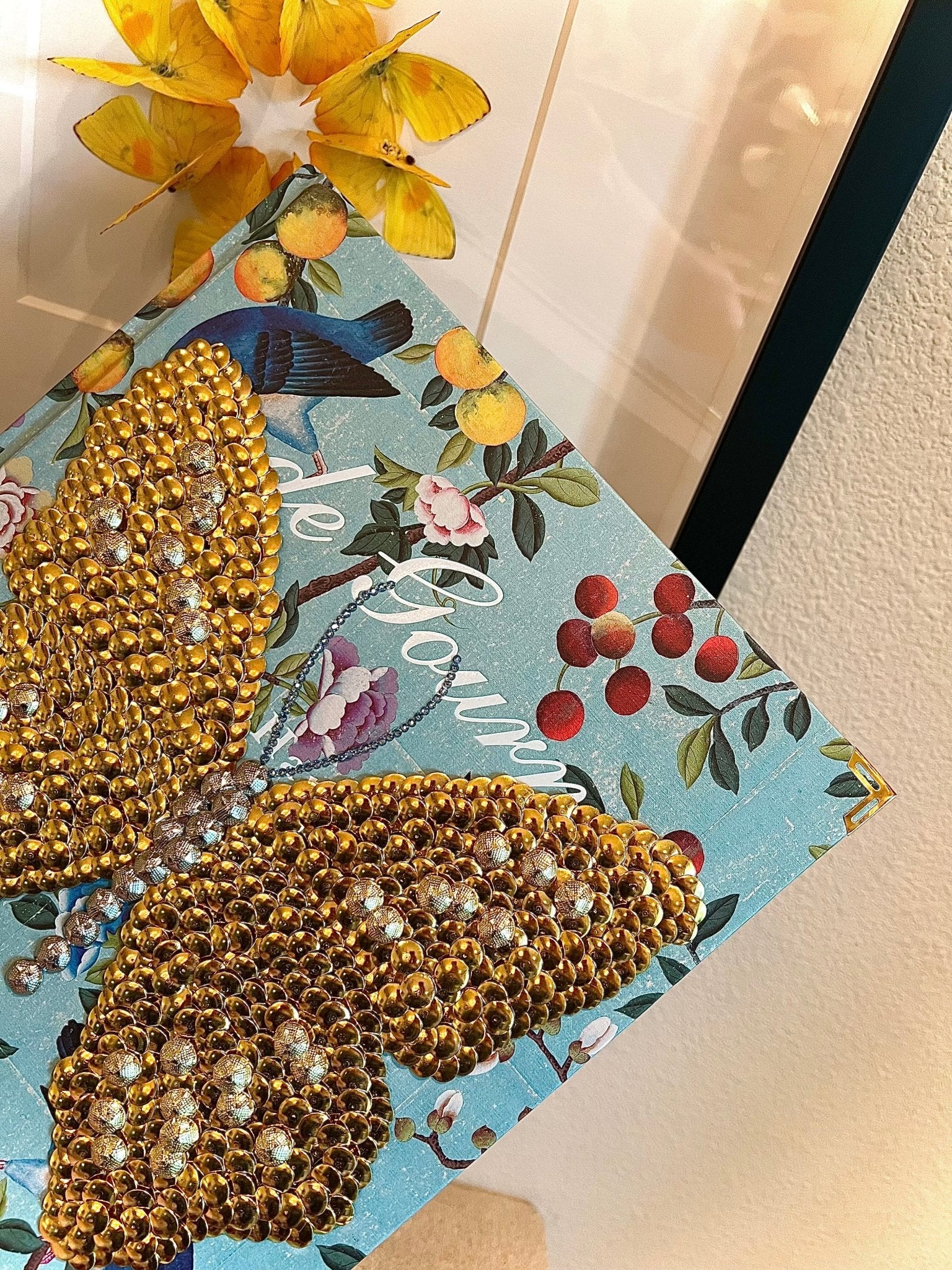 Gold Garden Butterfly Studded Coffee Table Book - Monica Santos Art