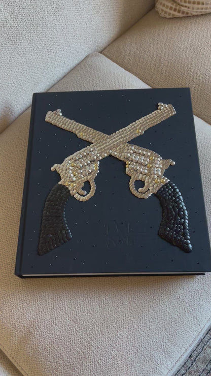 Crossed Revolvers Studded Coffee Table Book