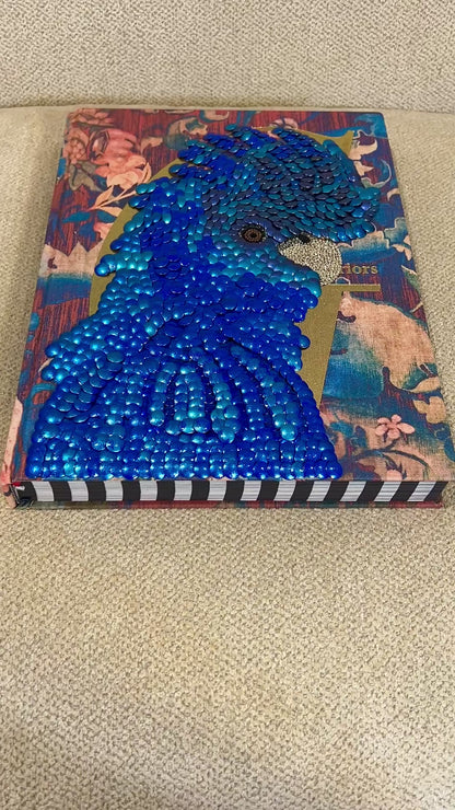 Blue Cockatoo Bird Studded Coffee Table Book