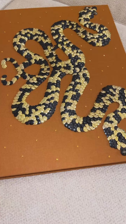 Double Black & Gold Snakes Studded Book