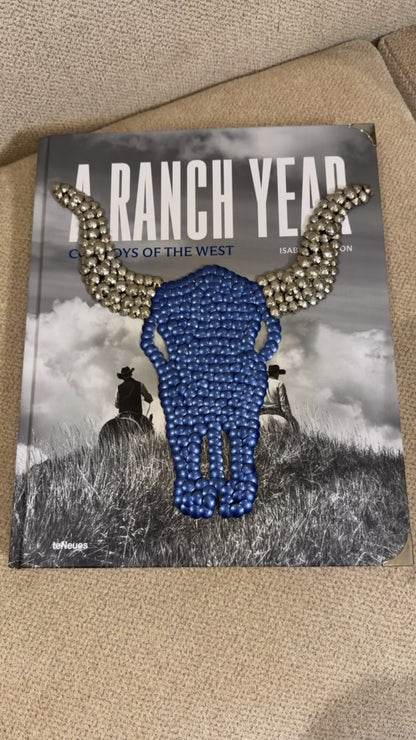 Blue longhorn Studded Coffee Table Book