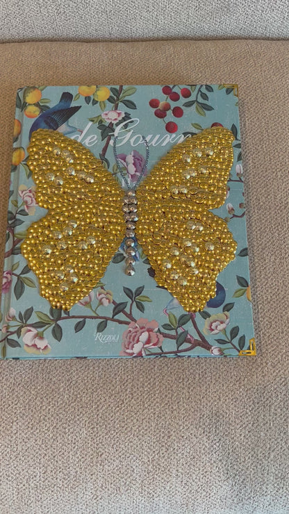 Gold Garden Butterfly Studded Coffee Table Book