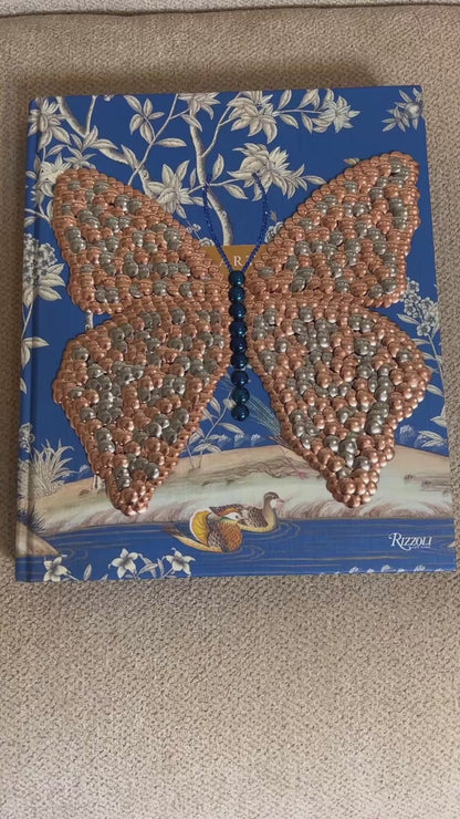 Rose Gold & Silver Butterfly Studded Coffee Table Book