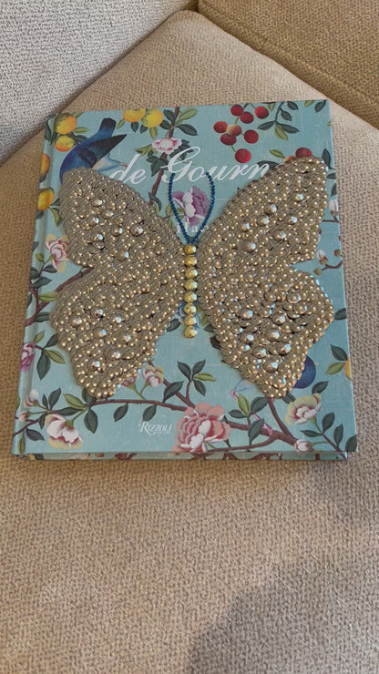 Silver Butterfly Studded Coffee Table Book