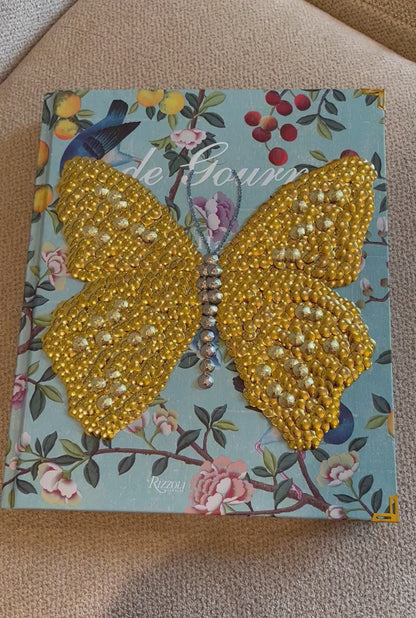 Gold Garden Butterfly Studded Coffee Table Book