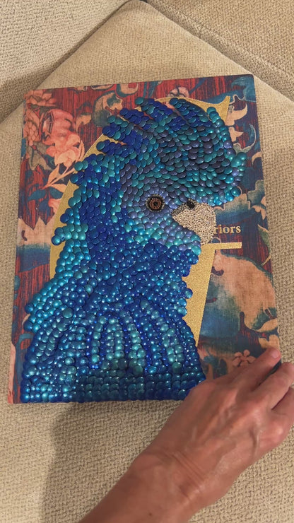 Blue Cockatoo Bird Studded Coffee Table Book