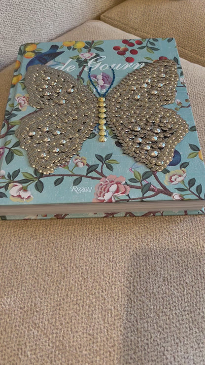 Silver Butterfly Studded Coffee Table Book