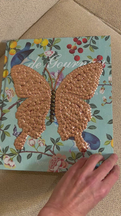 Rose Gold Butterfly Studded Coffee Table Book