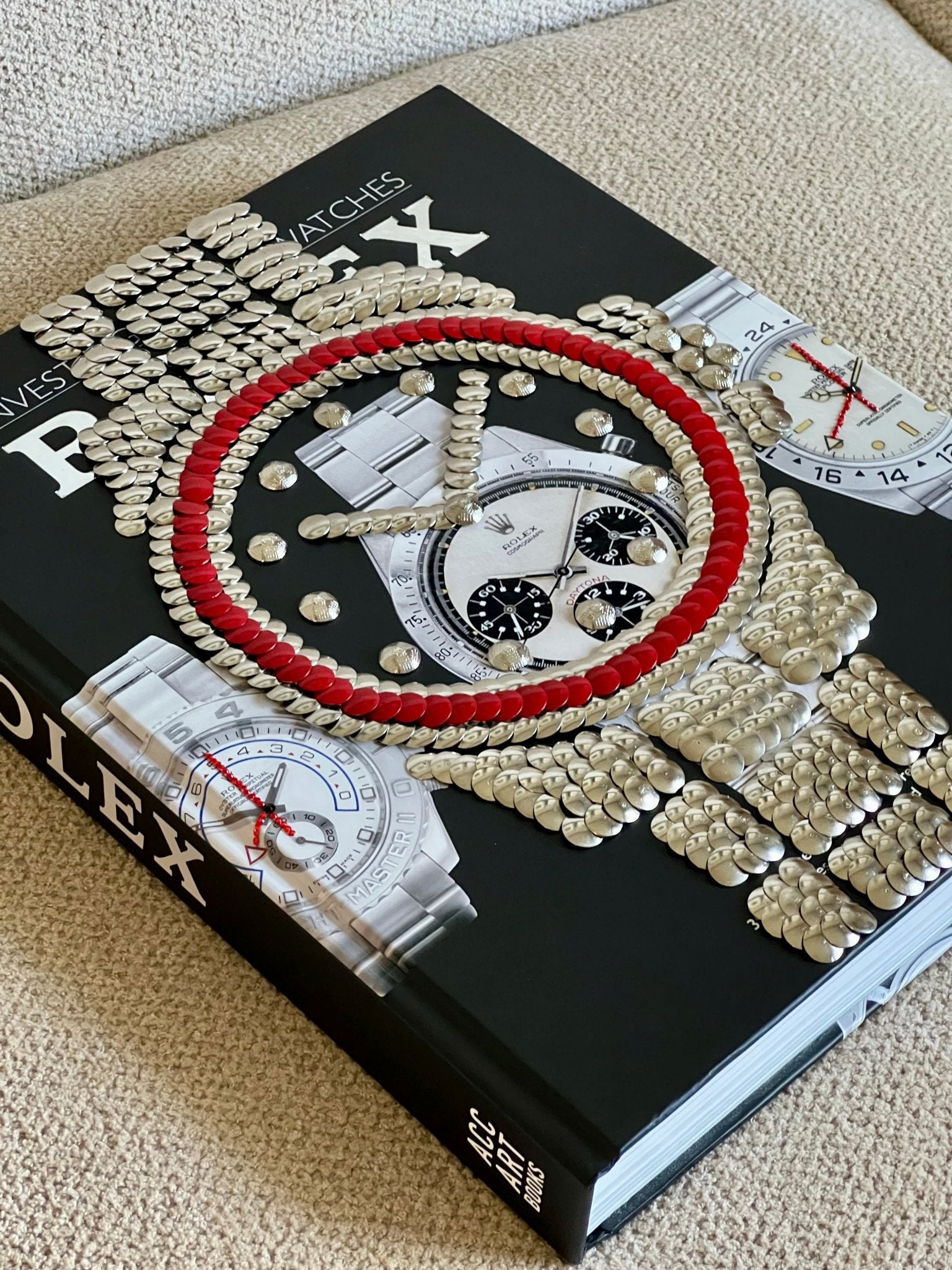 Red Bezel Watch Studded Coffee Table Book - Monica Santos Art