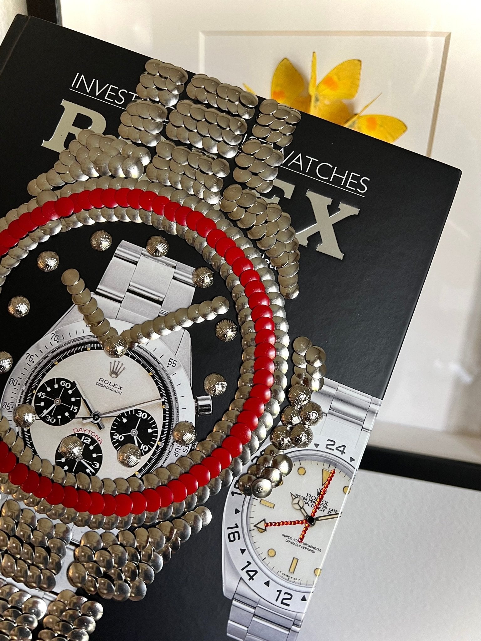 Red Bezel Watch Studded Coffee Table Book - Monica Santos Art