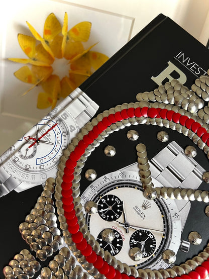 Red Bezel Watch Studded Coffee Table Book - Monica Santos Art