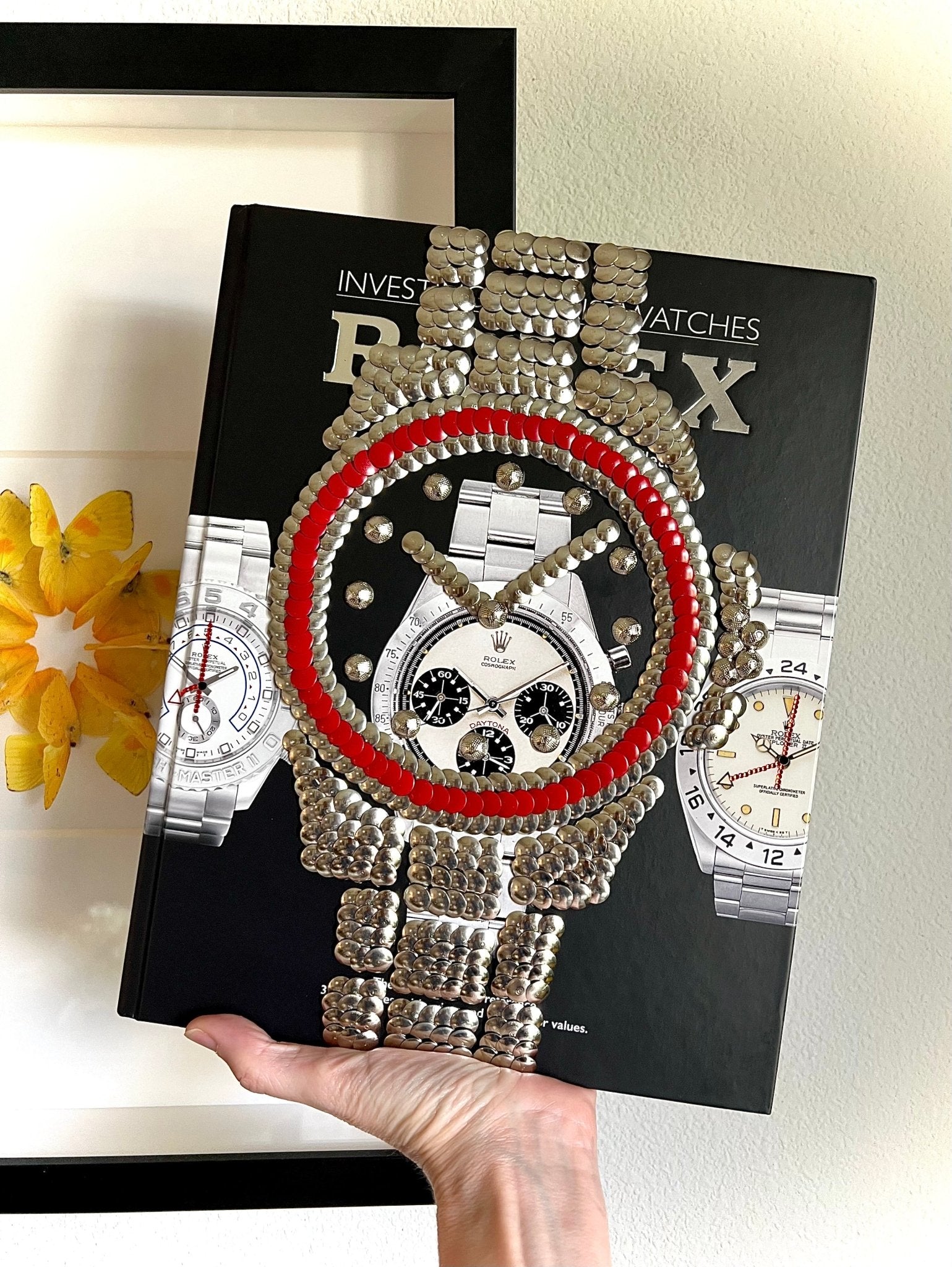 Red Bezel Watch Studded Coffee Table Book - Monica Santos Art