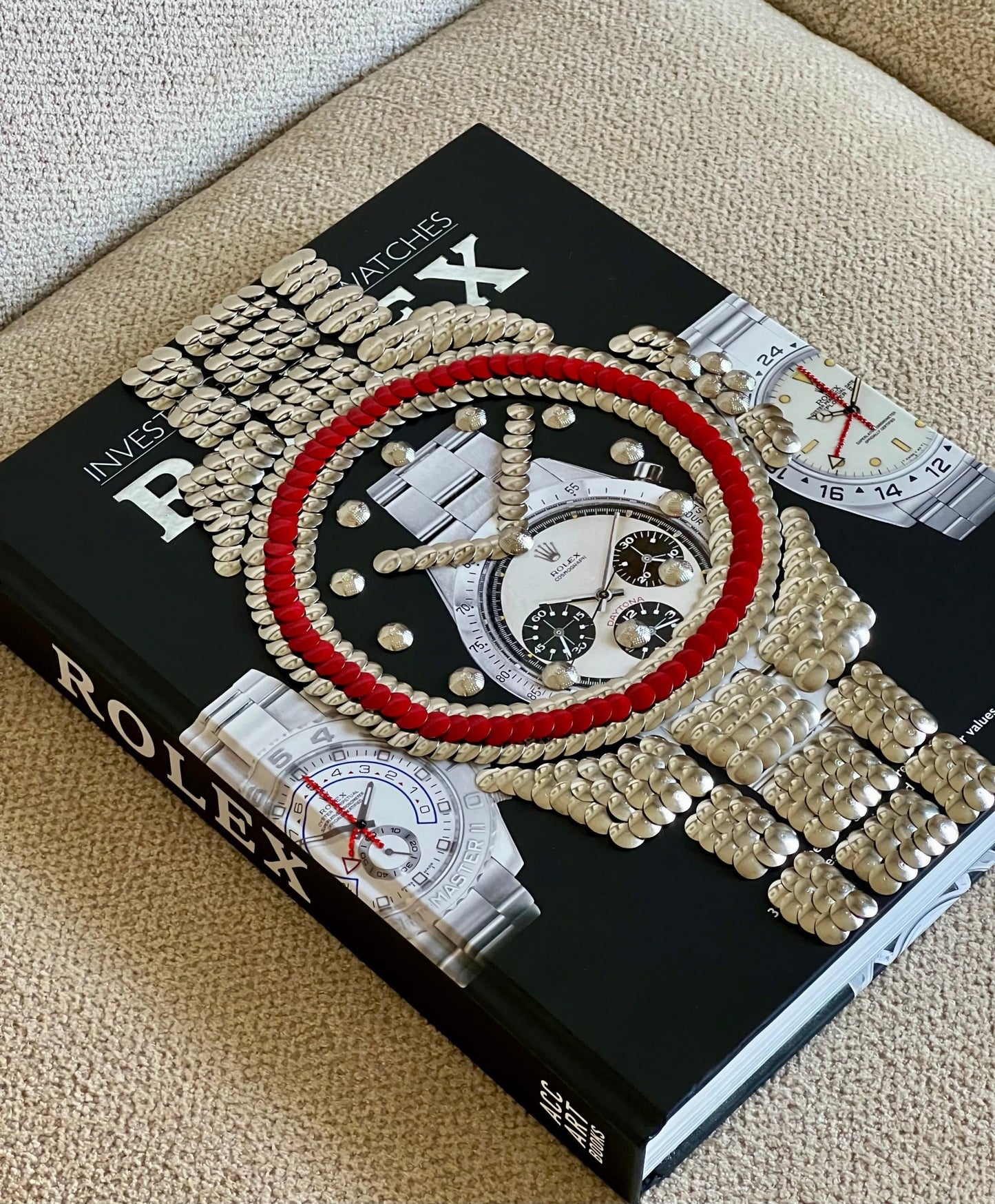 Red Bezel Watch Studded Coffee Table Book - Monica Santos Art