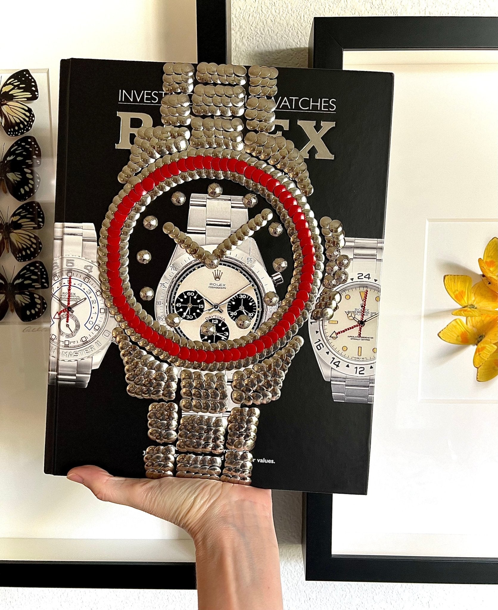 Red Bezel Watch Studded Coffee Table Book - Monica Santos Art