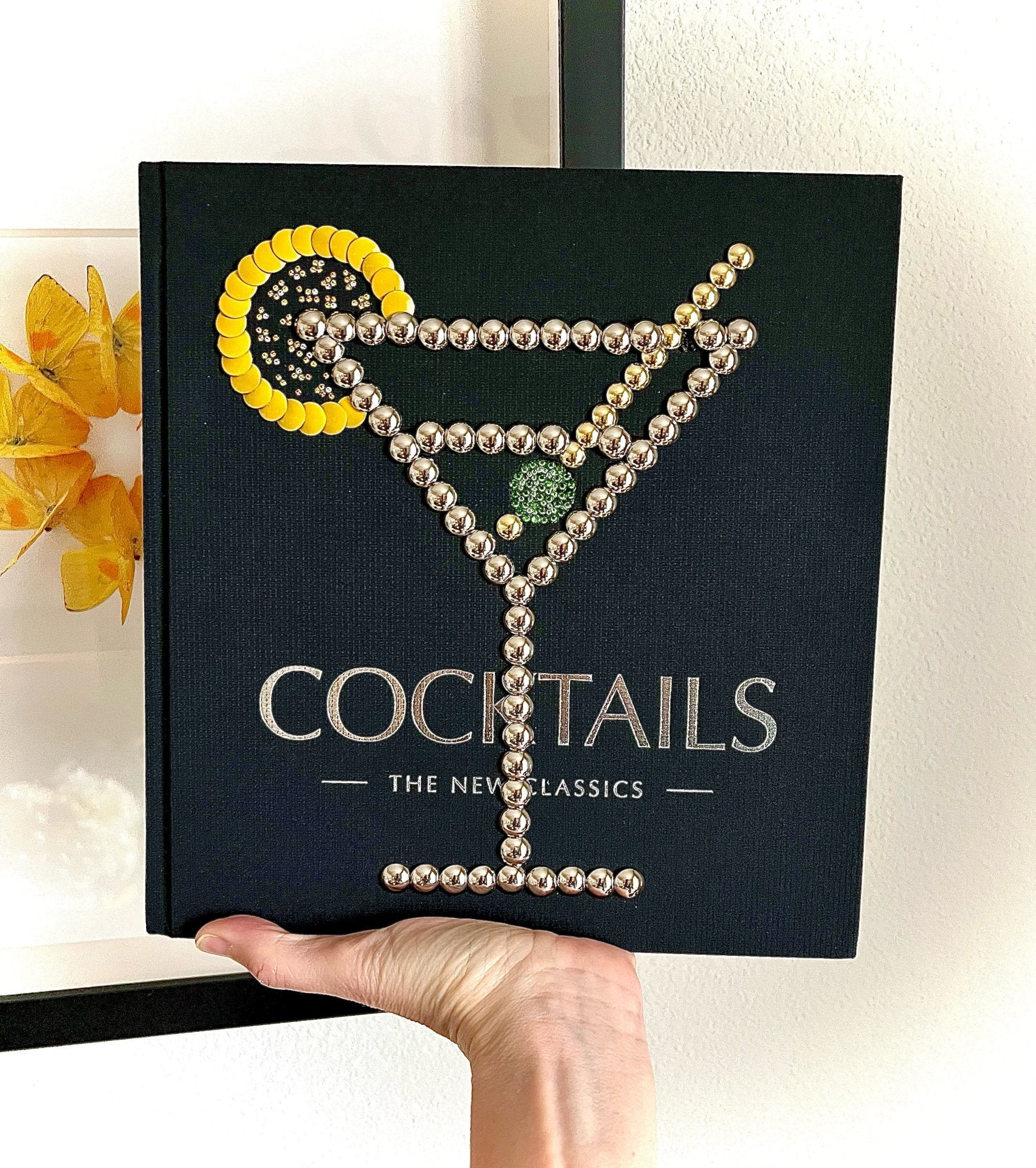 Cocktails Martini Glass Studded Coffee Table Book - Monica Santos Art