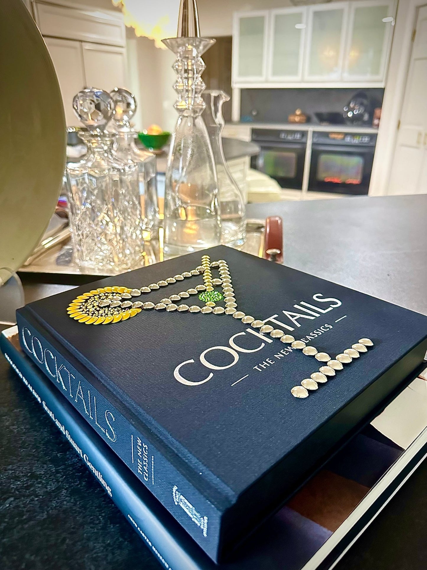 Cocktails Martini Glass Studded Coffee Table Book - Monica Santos Art