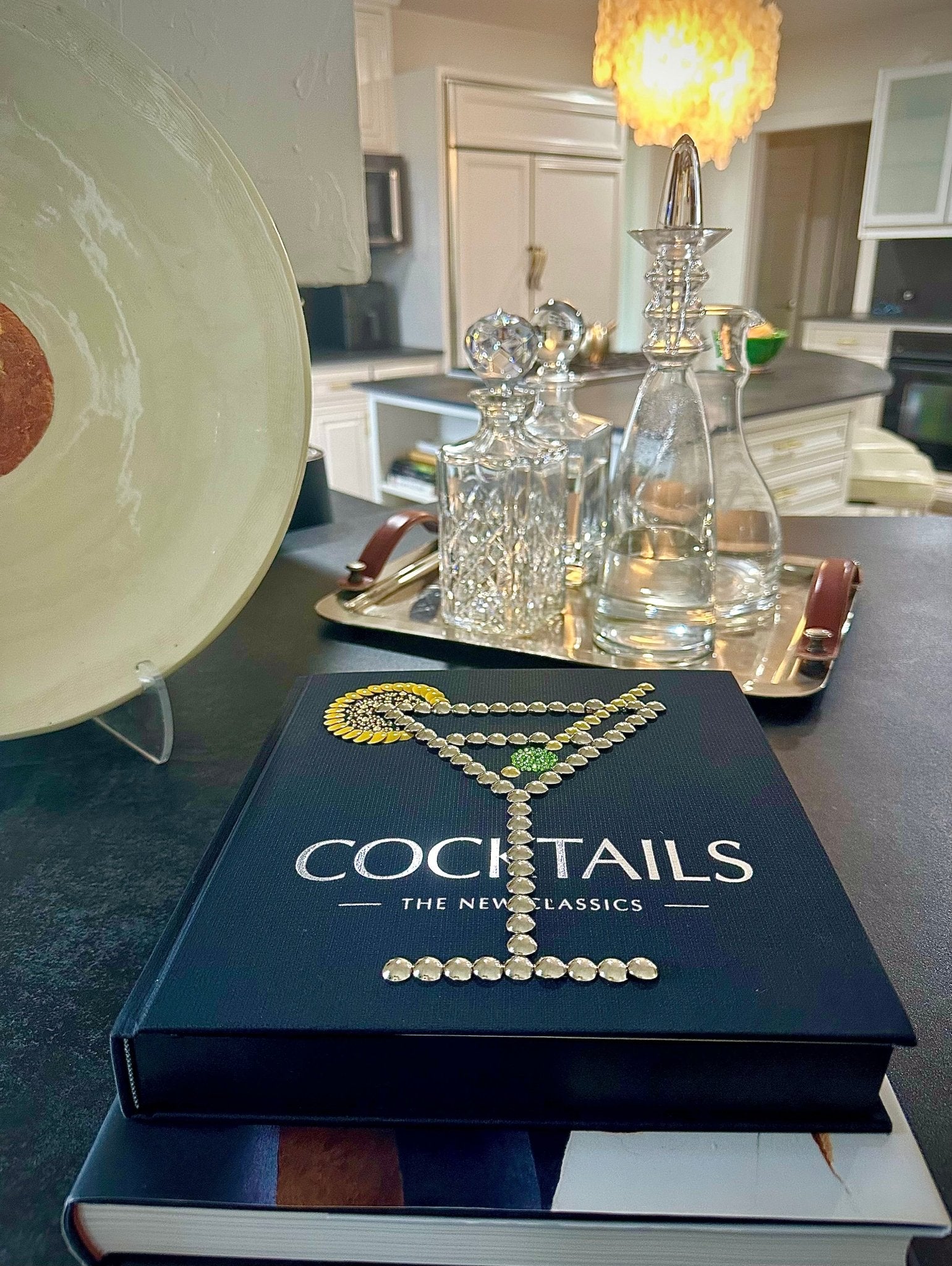 Cocktails Martini Glass Studded Coffee Table Book - Monica Santos Art