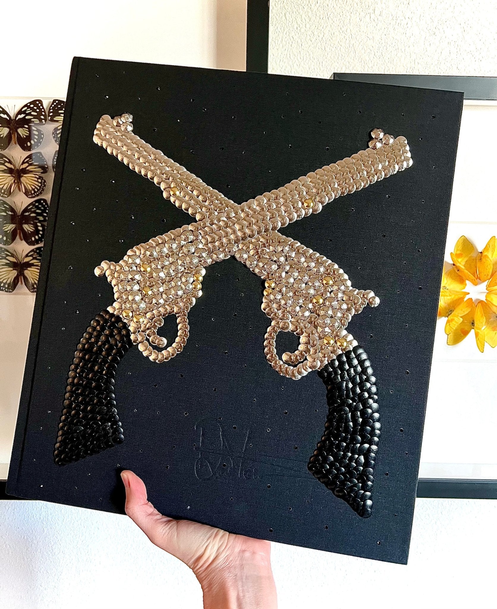 Crossed Revolvers Studded Coffee Table Book - Monica Santos Art