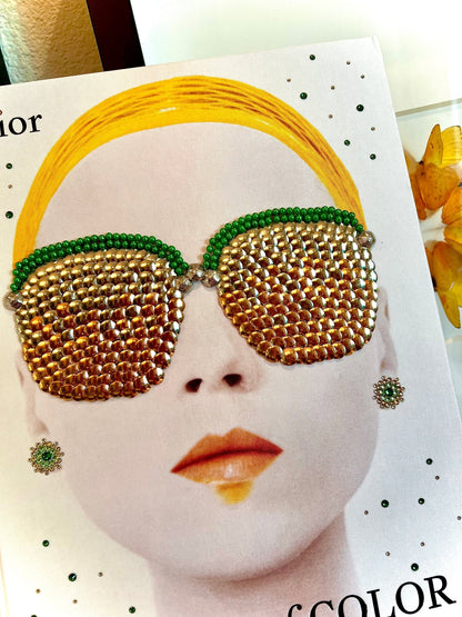 Green Sunglasses Studded Book - Monica Santos Art