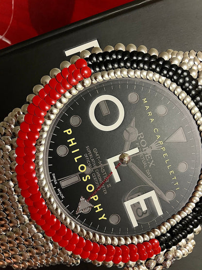 Red & Black Bezel Watch Studded Book - Monica Santos Art