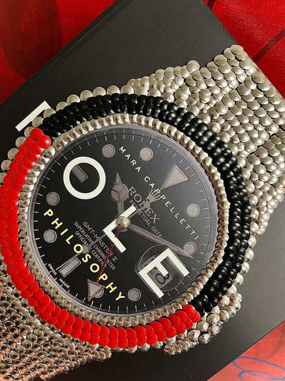 Red & Black Bezel Watch Studded Book - Monica Santos Art