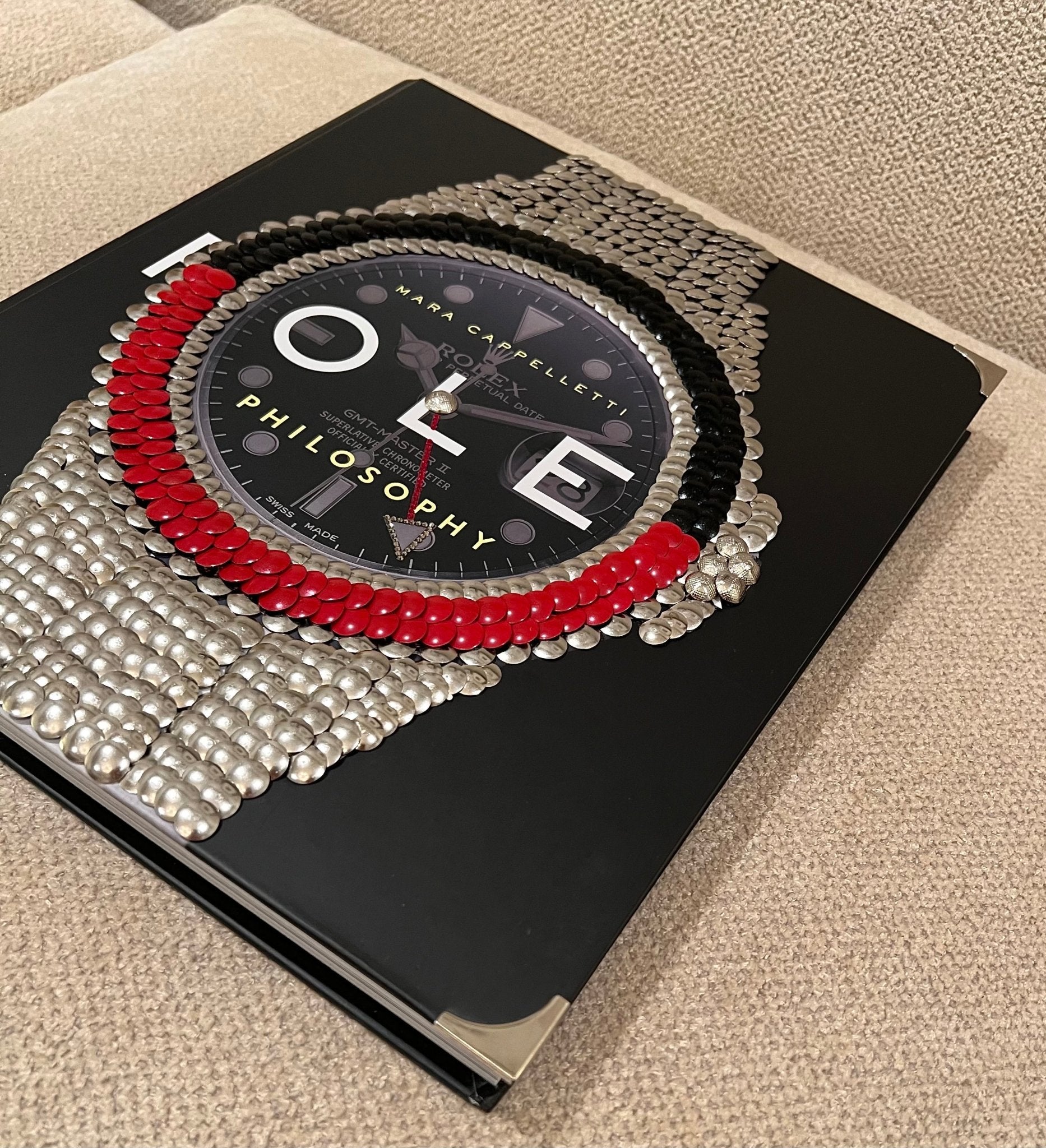 Red & Black Bezel Watch Studded Book - Monica Santos Art