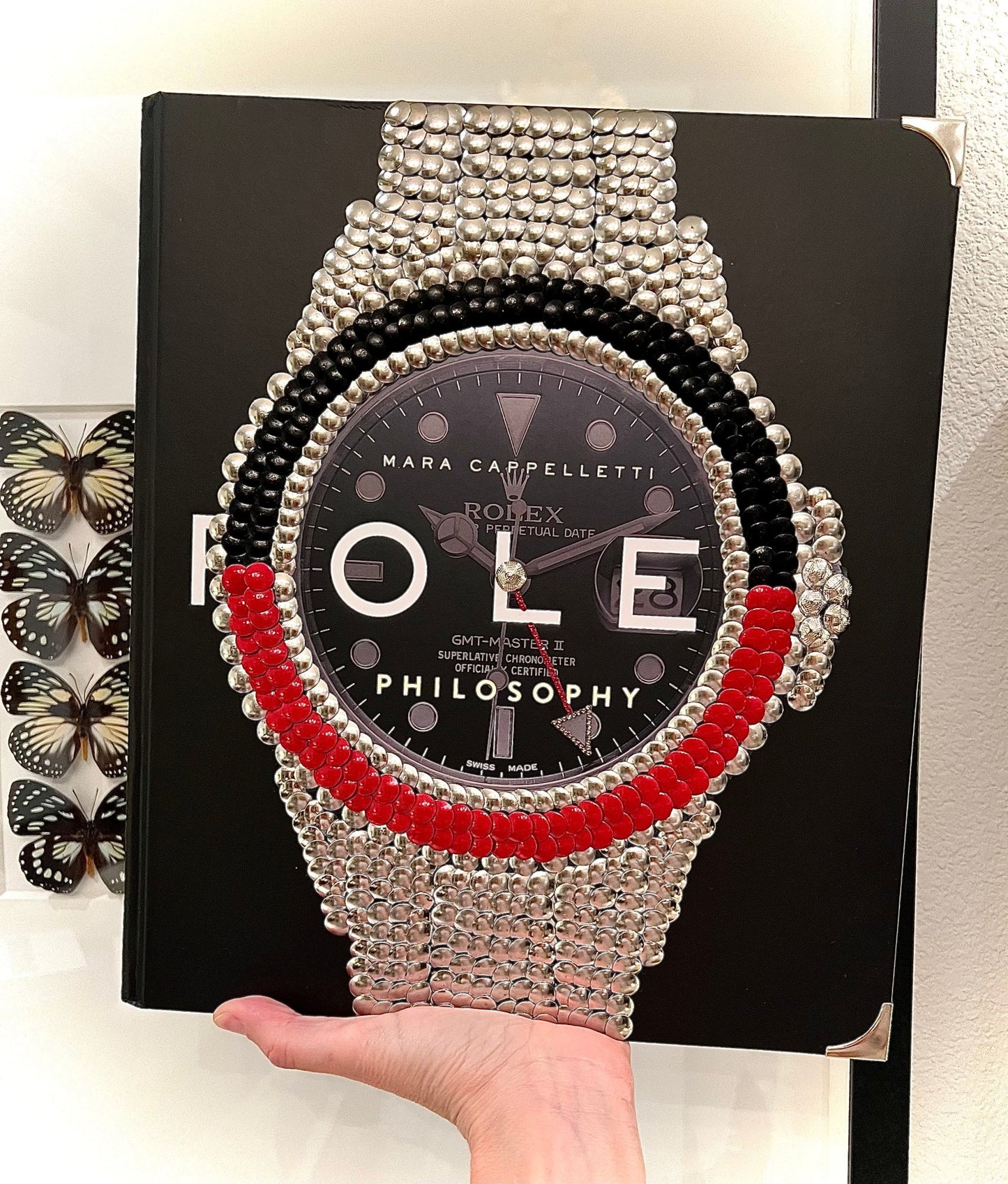 Red & Black Bezel Watch Studded Book - Monica Santos Art