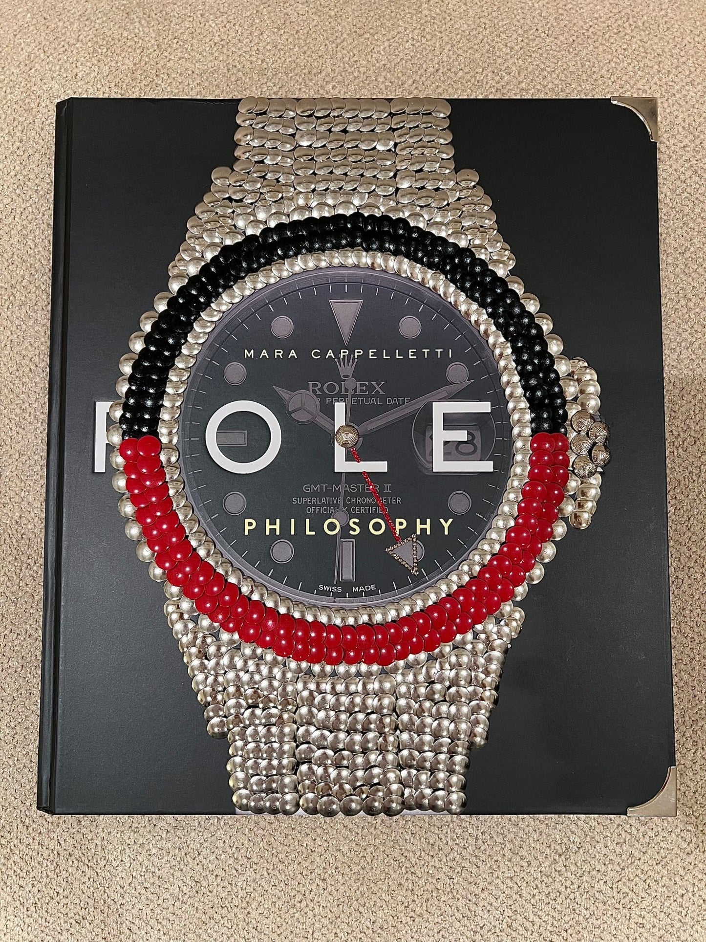 Red & Black Bezel Watch Studded Book - Monica Santos Art